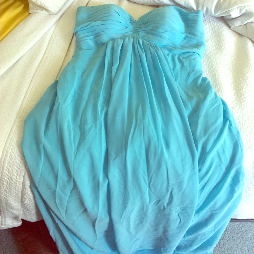 Corset back light aqua prom dress